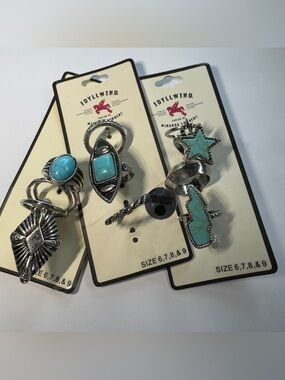 Size 6,7,8 & 9 Idyllwind Turquoise Accent Stackable Ring Set - Silver